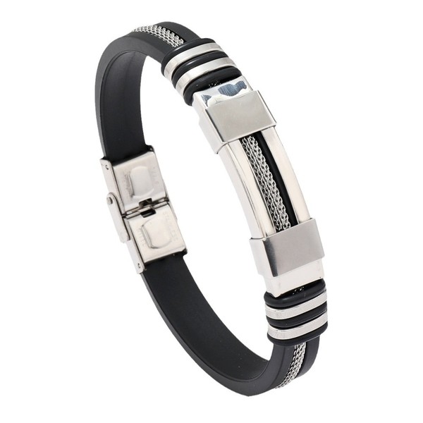 European and American Cross-border Pure Steel Color Electroplated Serpentine Chain Fashion Bracelet Titanium Steel Silicone Bracelet
