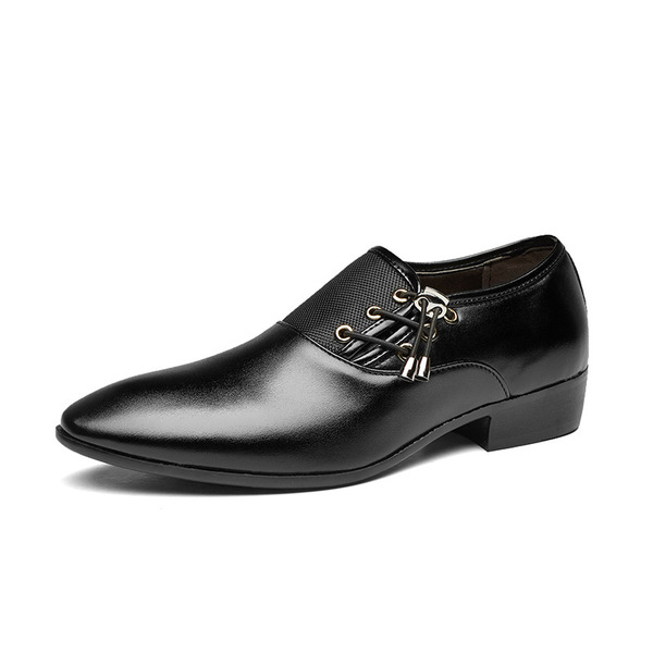 New large size leather shoes men's business formal shoes, wedding shoes, soft black casual shoes.