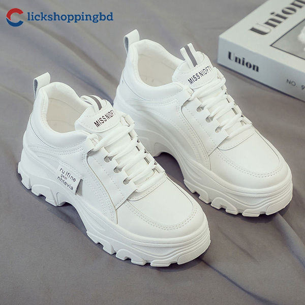 New Dad Shoes Autumn and Winter Heightening Thick-Soled White Shoes Women's Sports and Casual Pu Shoes